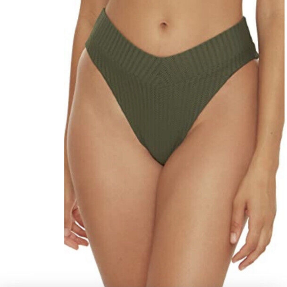 ​BECCA Rebecca Virtue Line N Sand Green High Waisted Bikini Bottom XS NWT